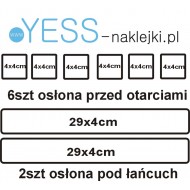 8szt  Bezbarwne Naklejki OCHRONNE zabezpieczające przed otarciami   osłona pod łańcuch YESS Naklejki
