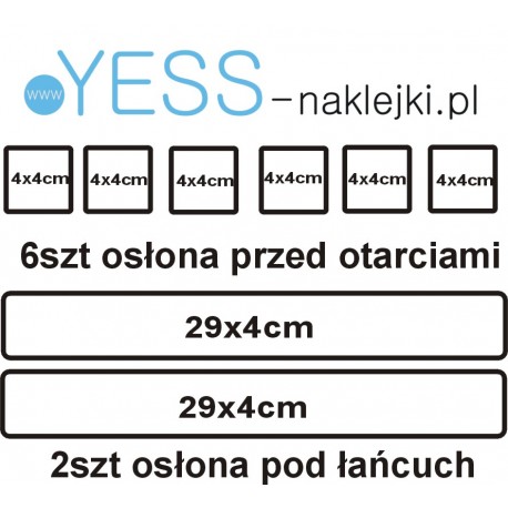 8szt  Bezbarwne Naklejki OCHRONNE zabezpieczające przed otarciami   osłona pod łańcuch YESS Naklejki