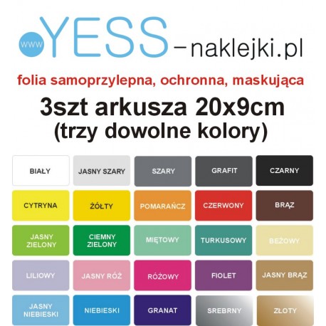 3szt ARKUSZ 20x9cm folia samoprzylepna ochronna, maskująca, zabezpiczająca przed otarciami, na rower, na ramę rowerową -YESS Nak