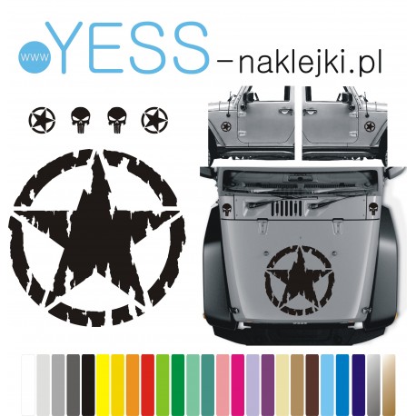 GWIAZDA U.S. ARMY  naklejki military na samochód terenowy Off Road TUNING  4x4 YESS NAKLEJKI.PL