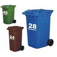 naklejka adres numer domu na kosz, naklejka na  śmietnik, naklejka na kubeł, YESS Naklejki