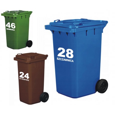 naklejka adres numer domu na kosz, naklejka na  śmietnik, naklejka na kubeł, YESS Naklejki