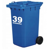 twoja naklejka na kosz na śmieci, ulica numer domu miejscowość  YESS Naklejki