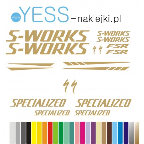 SPECIALIZED S-WORKS FSR złote naklejki na rower zestaw 60-3