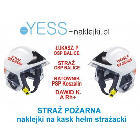 STRAŻ POŻARNA OSP naklejki na kask hełm strażacki i Gallet F1 XF  YESS Naklejki