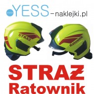 STRAŻ POŻARNA RATOWNIK  OSP PSP naklejka na Hełm Strażacki Rosenbauer Heros Titan  YESS Naklejki
