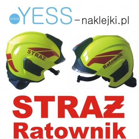 STRAŻ POŻARNA RATOWNIK  OSP PSP naklejka na Hełm Strażacki Rosenbauer Heros Titan  YESS Naklejki