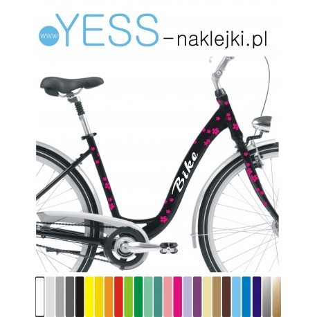 BIKE KWIATKI 45szt małe i duże naklejki na rower damski,holender, miejski, damka,  YESS Naklejki