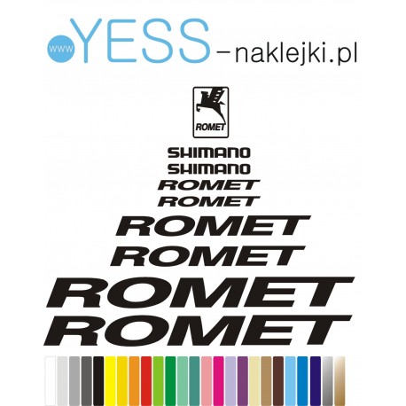 ROMET  SHIMANO naklejki zastępcze na rower damski, męski, gravel, górski, mtb, szosowy, trekkingowy, miejski - YESS Naklejki