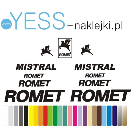 ROMET  MISTRAL naklejki zastępcze na rower damski, męski, gravel, górski, mtb, szosowy, trekkingowy, miejski - YESS Naklejki