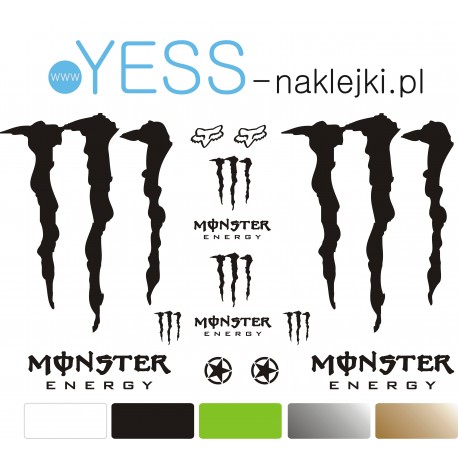 MONSTER ENERGY GWIAZDA FOX naklejki tuningowe, naklejki OFF ROAD 4X4 na samochód, kask, motocykl, quda, YESS Naklejki.pl