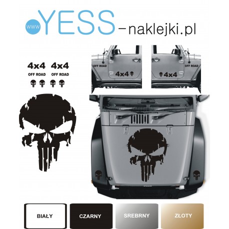 PUNISHER  Naklejki Samochód Jeep Toyota Honda Land Rover Defender Nissan Suzuki Subaru Mitsubishi TUNING OFF ROAD 4X4