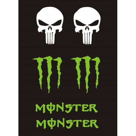 PUNISHER MONSTER ENERGY naklejki tuningowe na kask, rower, motocykl, quad, skuter - YESS Naklejki