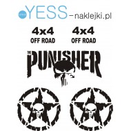 PUNISHER GWIAZDA Naklejki Samochód Jeep Toyota Honda Land Rover Defender Nissan Suzuki Subaru Mitsubishi TUNING OFF ROAD 4X4
