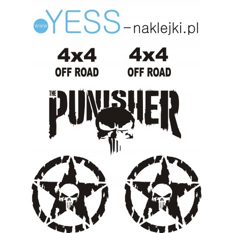 PUNISHER GWIAZDA Naklejki Samochód Jeep Toyota Honda Land Rover Defender Nissan Suzuki Subaru Mitsubishi TUNING OFF ROAD 4X4