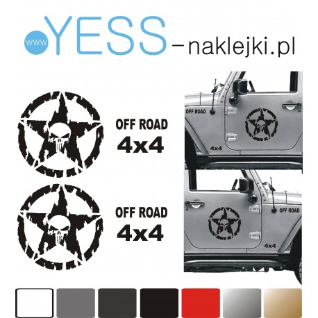 PUNISHER GWIAZDA Naklejki na drzwi Samochód Jeep Toyota Honda Land Rover Defender Nissan Suzuki Subaru Mitsubishi TUNING OFF ROA
