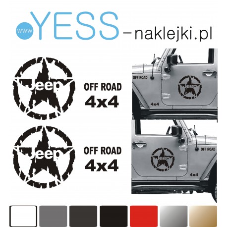 GWIAZDA  JEEP Naklejki Samochód drzwi Jeep Toyota Honda Land Rover Defender Nissan Suzuki Subaru Mitsubishi TUNING OFF ROAD 4