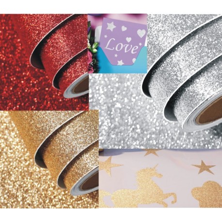 OZDOBNA FOLIA BROKATOWA ZŁOTA SREBRNA CZERWONA  YESS Naklejki