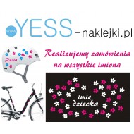 Dla dziewczynki Imię Dziecka Naklejki Imienne i Kwiatki na kask rower hulajnoge YESS Naklejki