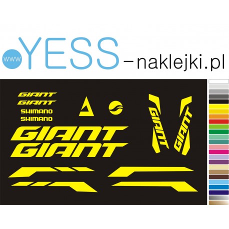 GIANT SHIMANO naklejki na rower szosowy zestaw naklejek na rame i widelec, sklep YESS Naklejki.pl 