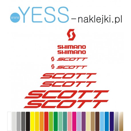 SCOTT czerwone  naklejki zamienniki na rower SCOTT, gravel, górski, mtb, szosowy, trekkingowy, miejski - YESS Naklejki
