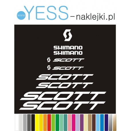 SCOTT  SHIMANO naklejki zamienniki na rower SCOTT, gravel, górski, mtb, szosowy, trekkingowy, miejski - YESS Naklejki