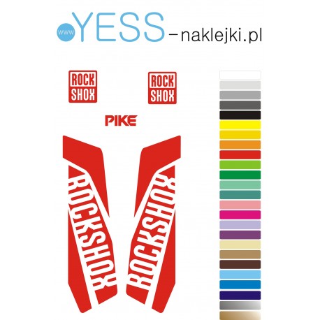 PIKE ROCK SHOX czerwone naklejki  zastępcze na amortyzator widelec  YESS Naklejki