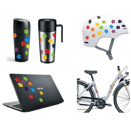 40szt TĘCZOWE KWIATKI naklejki Naklejki Ozdobne Dziewczynka Chłopiec LGBT  Rower Kask Hulajnoga