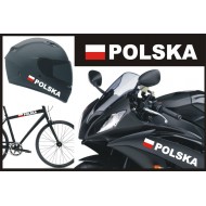 Naklejka Flaga Polski na kask, motocykl, rower, naklejka  Polska Flaga na kask, motocykl, rower, quad, skuter, YESS Naklejki